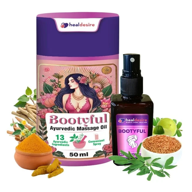 Healdesire Ayurvedic Breast Enhancement Oil Spray | Skin Nourishing & Moisturizing | Helps Improve Texture & Stretch Marks | 13-Herb AYUSH-Approved Natural Formula