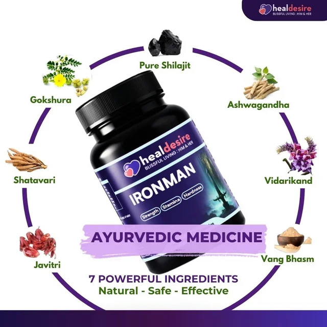 HealDesire Ironman + Women’s Energy Booster Combo | Ayurvedic Herbs with Shilajit & Ashwagandha | Supports Vitality, Strength & Energy | Natural, Vegetarian | 2×60 Capsules