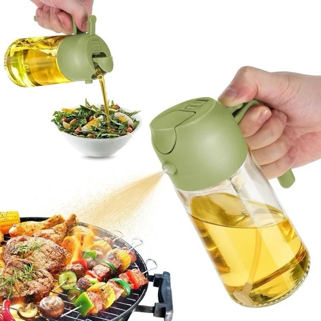 2 In 1 Oil Sprayer Glass Bottle