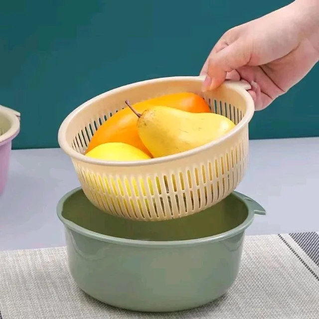 2 Piece Double Layer Vegetable Washing & Draining Basket Set