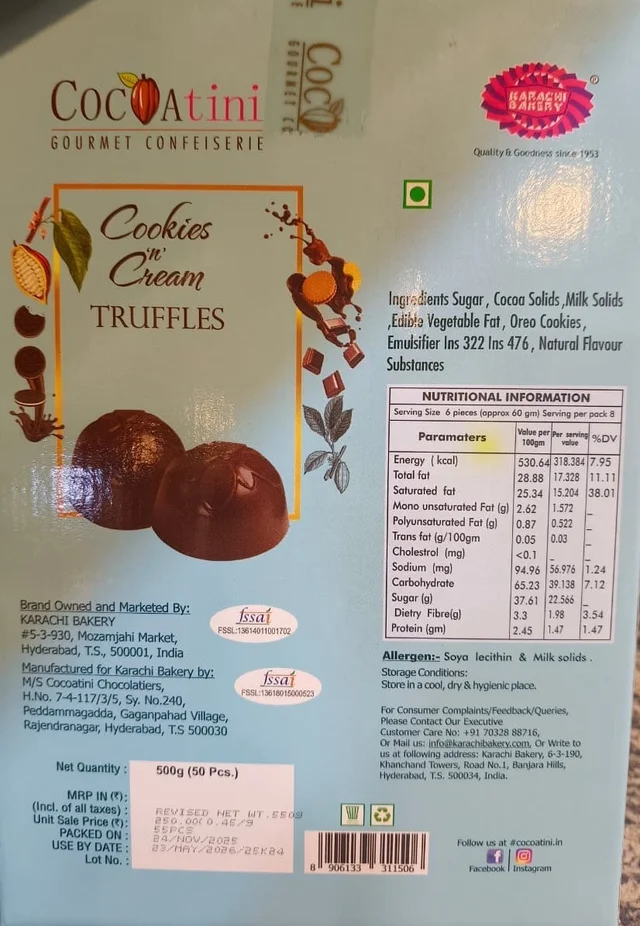 Karachi Bakery Cookies n’ Cream Truffles - 500gm (50 Pcs.)
