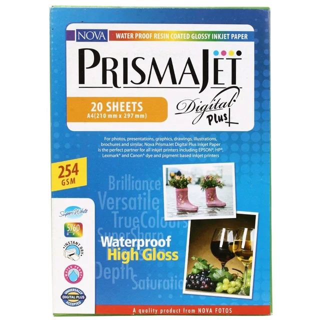Nova NOVA Resin Coated Digital Plus Glossy Inkjet Paper A4 Size - 254 gsm (20 Sheets)