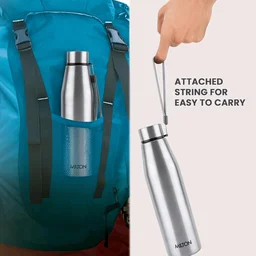 Milton MILTON Drift 1000 Stainless Steel Water Bottle 950 ml, Set of 3, Single Walled, ISI Certified I Leak Proof Lid, Rust Proof I For School, Office, Gym I Silver