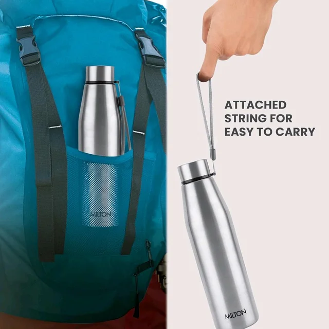 Milton MILTON Drift 1000 Stainless Steel Water Bottle 950 ml, Set of 3, Single Walled, ISI Certified I Leak Proof Lid, Rust Proof I For School, Office, Gym I Silver