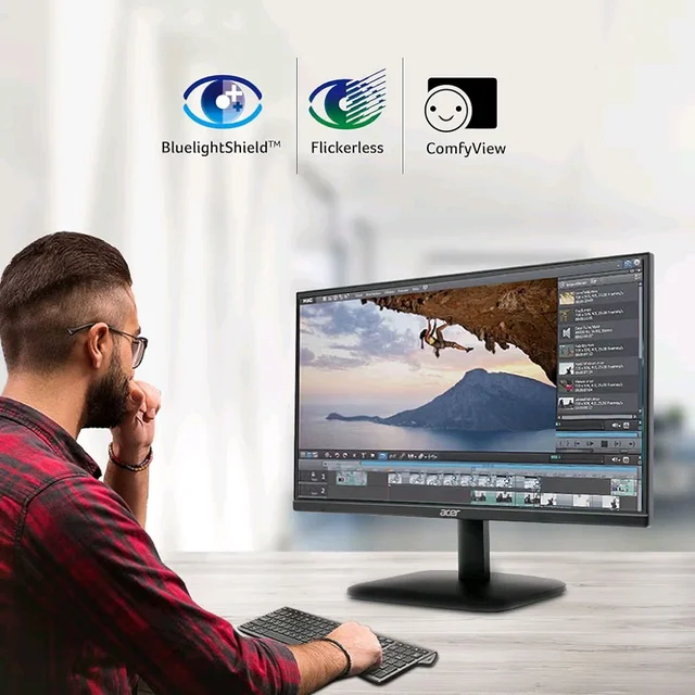 ACER Acer EK220Q 21.5 Inch (54.61 cm) Full HD (1920x1080) Pixels VA Panel LCD Monitor with LED Back Light I 1 MS VRB, 100Hz Refresh I 250 Nits I HDMI & VGA Ports with HDMI Cable I Eye Care Features (Black)