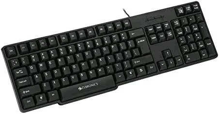 ZEBRONICS K20, Wired Keyboard, 104 Keys, 1.2m Cable, ₹ Key, UV Coated Keys, USB Interface, Retractable Stand, Plug and Play