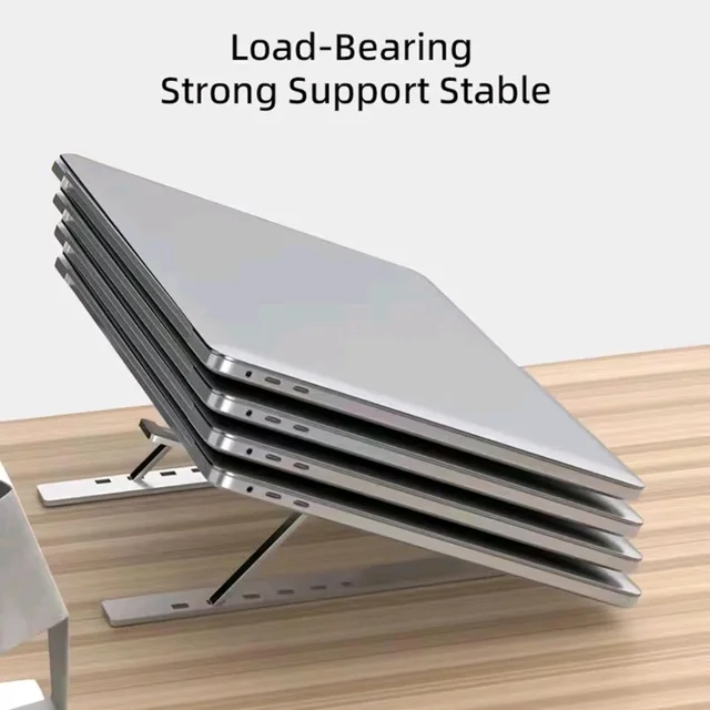 AAVATAR Adjustable Laptop Stand, Portable Aluminium Laptop Holder Riser for Desk, 7-Level Foldable Laptop Stand Compatible with MacBook, Tablets (10–15.6 inch - Silver)