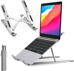 AAVATAR Adjustable Laptop Stand, Portable Aluminium Laptop Holder Riser for Desk, 7-Level Foldable Laptop Stand Compatible with MacBook, Tablets (10–15.6 inch - Silver)