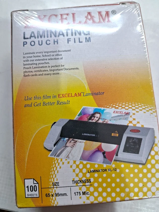 Excelam 65mmX95mm 175 माइक्रोन आईडी कार्ड साइज़ बिजनेस कार्ड लैमिनेटिंग शीट (100 शीट का पैक) (1 पैक का