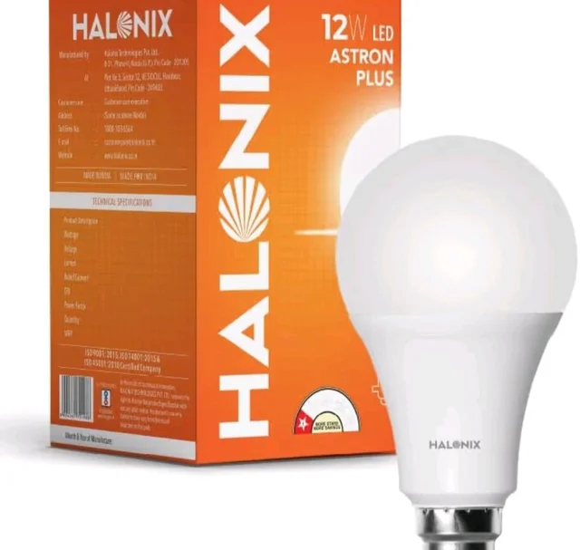 HALONIX Halonix 12W B22 Base LED Bulb – Cool Daylight (6500k) | Energy Efficient | Best led bulb for home | Surge Protection up to 4KV | Rated Life 15000 Hrs | for Home & Office |Pack of 1