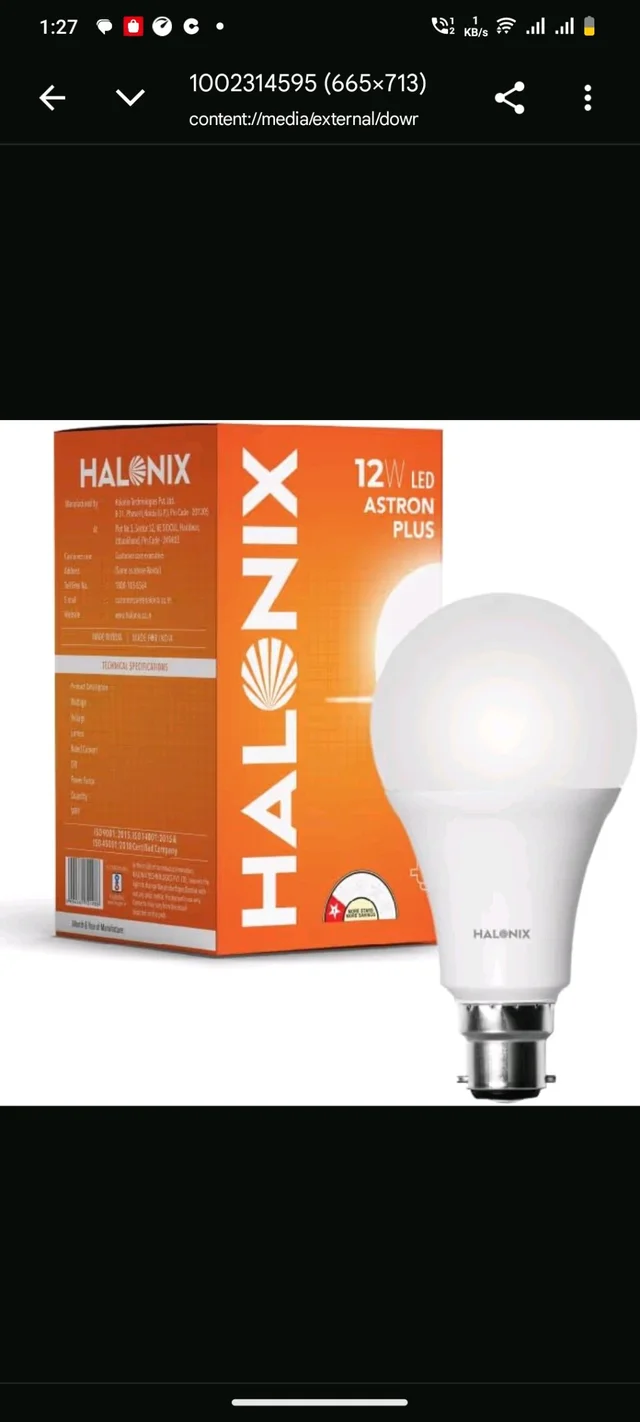 HALONIX Halonix 12W B22 Base LED Bulb – Cool Daylight (6500k) | Energy Efficient | Best led bulb for home | Surge Protection up to 4KV | Rated Life 15000 Hrs | for Home & Office |Pack of 1