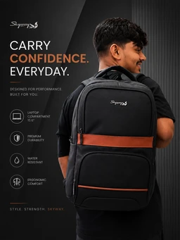 SKYWAY BAGS Skyway Model 390 Premium Laptop Backpack – Stylish, Durable & Water Resistant - Black, 450
