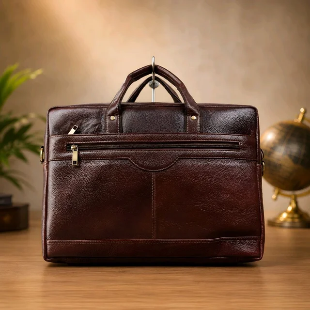 Skyway Premium Waterproof Leather Laptop Messenger Bag for Men | Business Office Briefcase | 15.6 Inch Laptop Bag