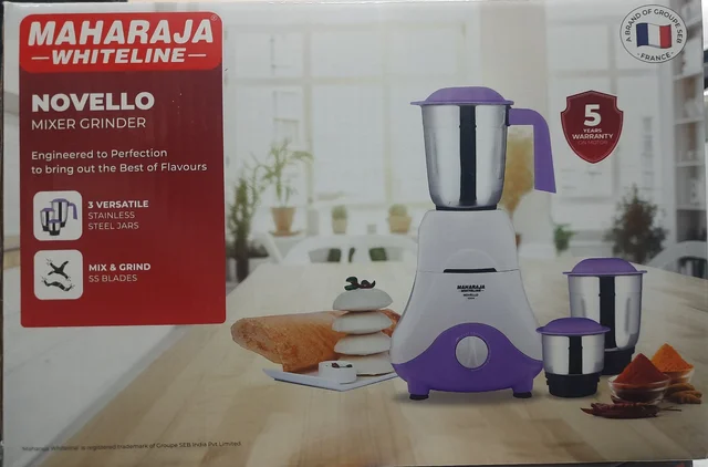 Maharaja whiteline Novello mixer grinder- MX-259 - -, White & lavender