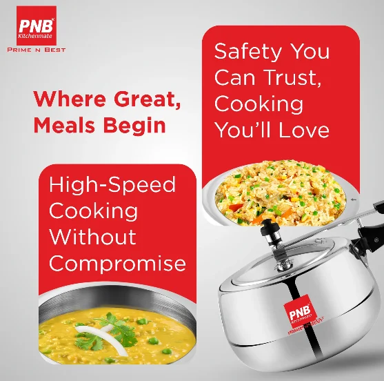 PNB Gem Aluminium pressure cooker IL 3.5Ltrs.- 5years warranty- with heavy induction base