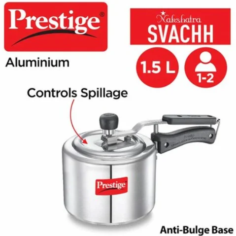 Prestige nakshatra svachh aluminium pressure cooker 1.5Ltrs.- 5years warranty