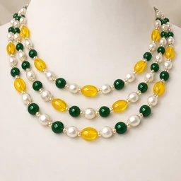 Rishmita Collection Stylish Green Yellow Pearl Beads Necklace | Traditional Multicolor Mala for Women & Girls - Adjustable