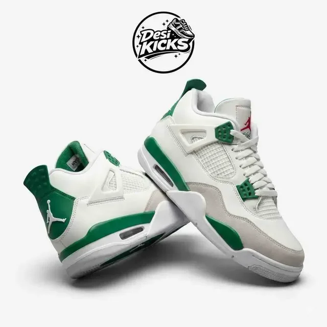 Retro 4 White Green - UK 7