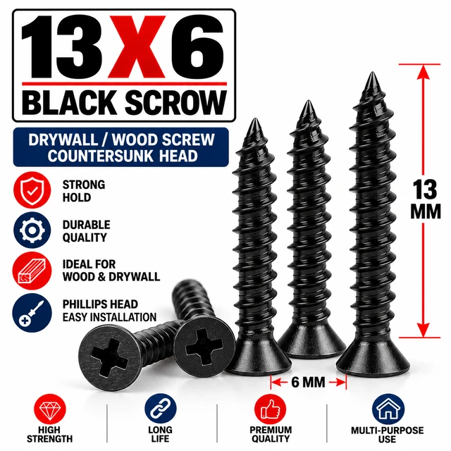 13 x 6 BLACK SCREW
