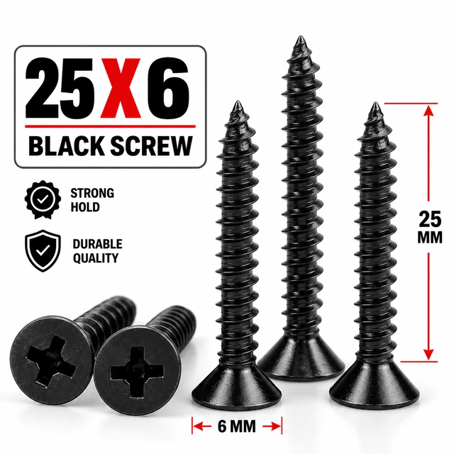 25 X 6 BLACK SCREW