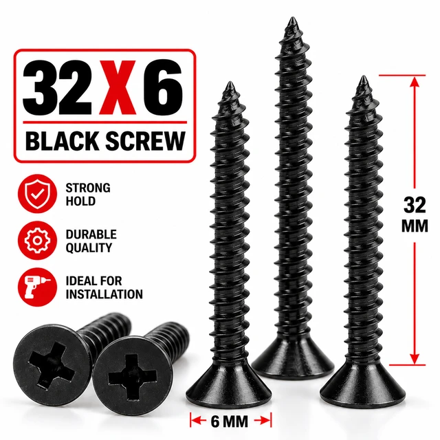 32 X 6 BLACK SCREW
