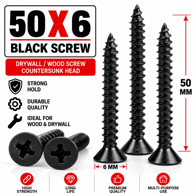 50 X 6 BLACK SCREW