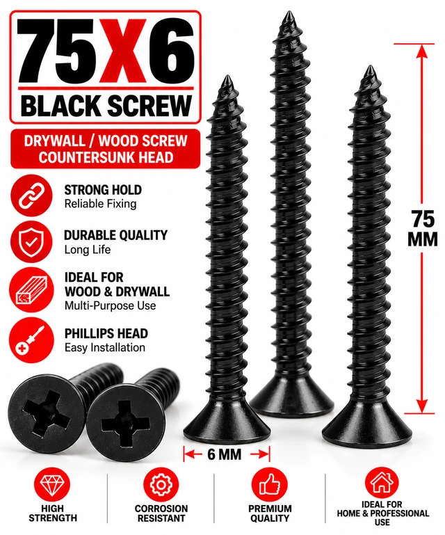 75 X 6 BLACK SCREW