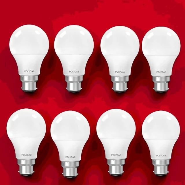 POLYCAB 9 WATT LED BULB - WHITE - 8 PCS