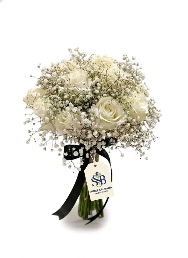 White Rose And Gyosy Bouquet