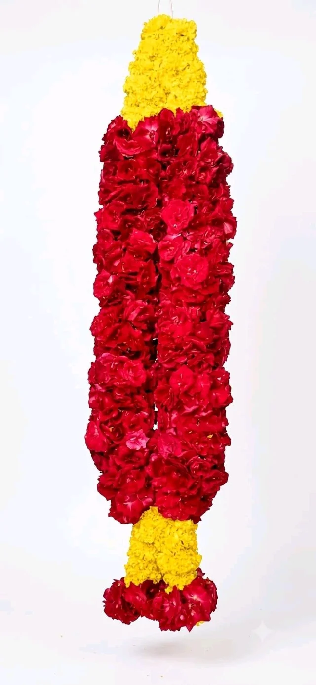 SSBPG Bulky Rose Marigold Garland Perfect For Cars - 6foot