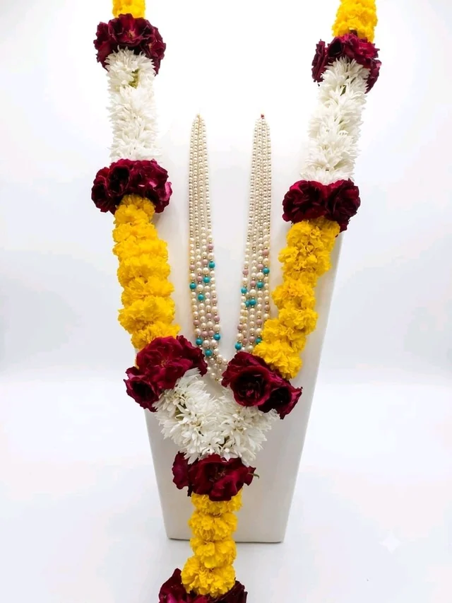 SSBPG Royal Marigold & Rose Wedding Varmala - 4foot