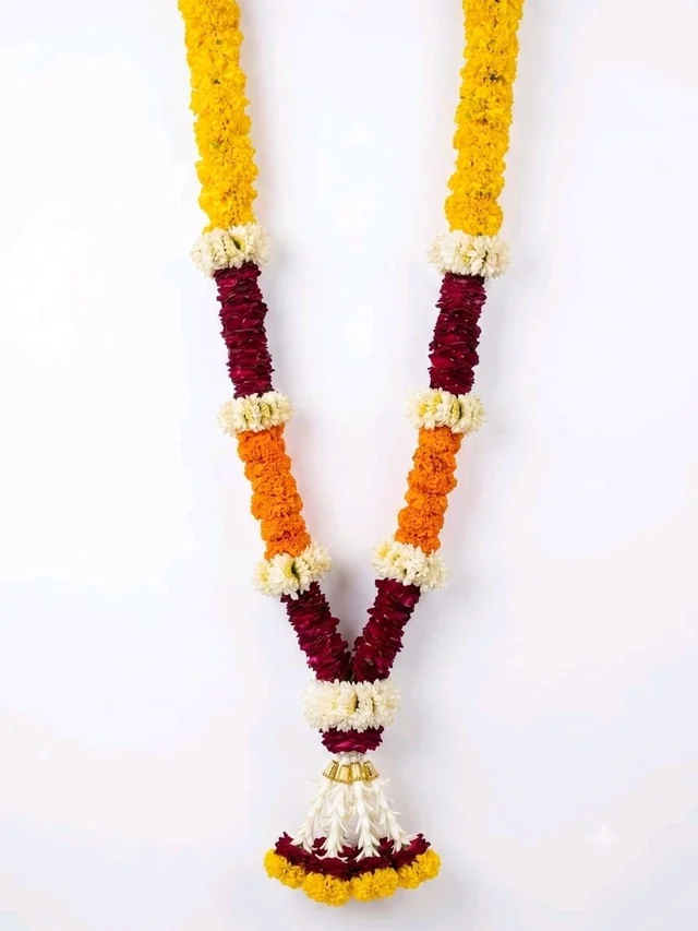 SSBPG Classic Marigold & Red Rose Varmala - 4foot