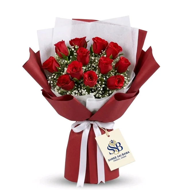 Red Rose & Baby’s Breath Premium Bouquet