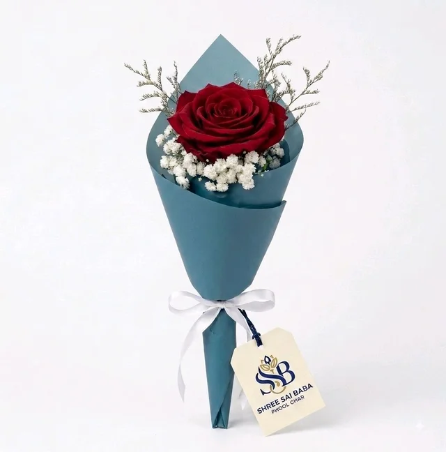 SSBPG Red Premium Single Rose Wrap Blue