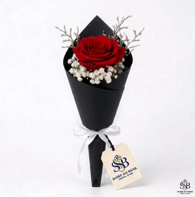 SSBPG Premium Single Red Rose Wrap Black