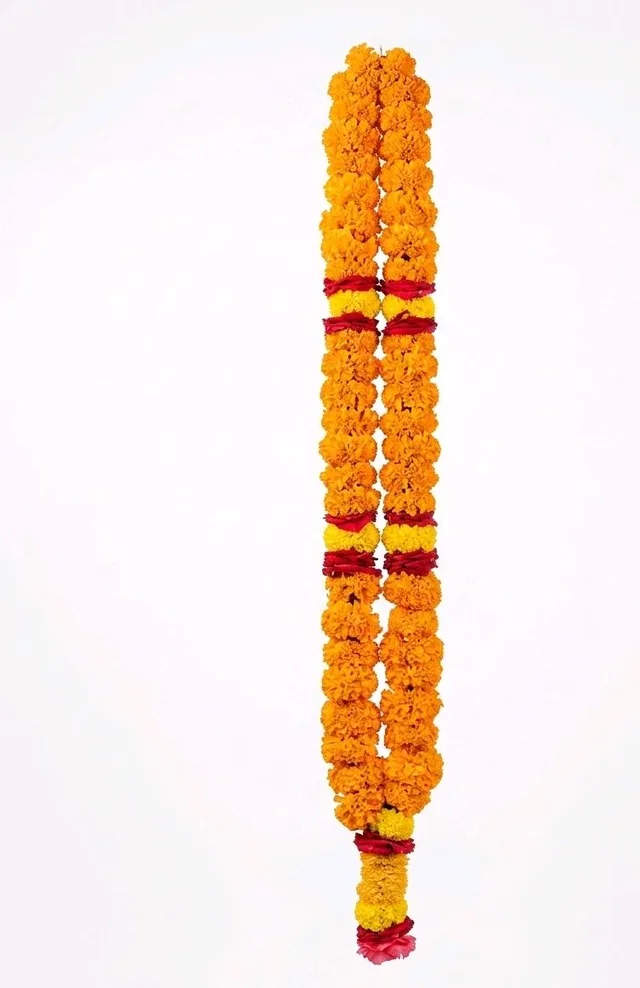 SSBPG Orange Marigold Wedding Garland - 4foot - 7foot