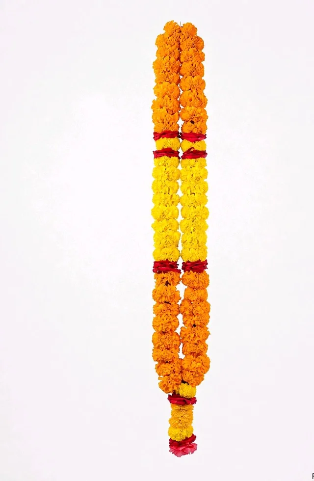 SSBPG Orange And Yellow Marigold Wedding Garland - 4foot - 7foot