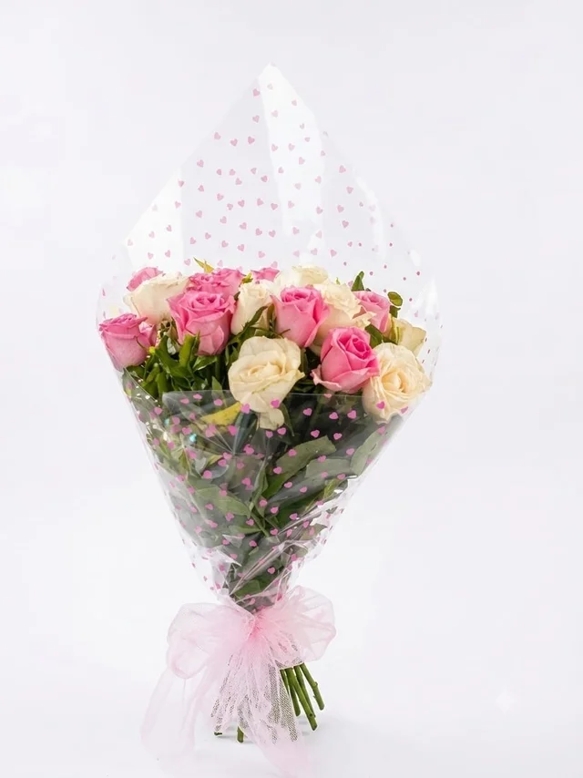 Pastel Pink & White Rose Bouquet