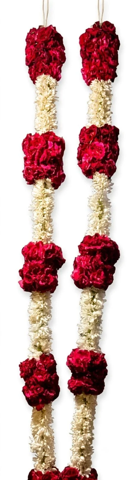 SSBPG Royal Red & White Rose Jaimala - 4foot