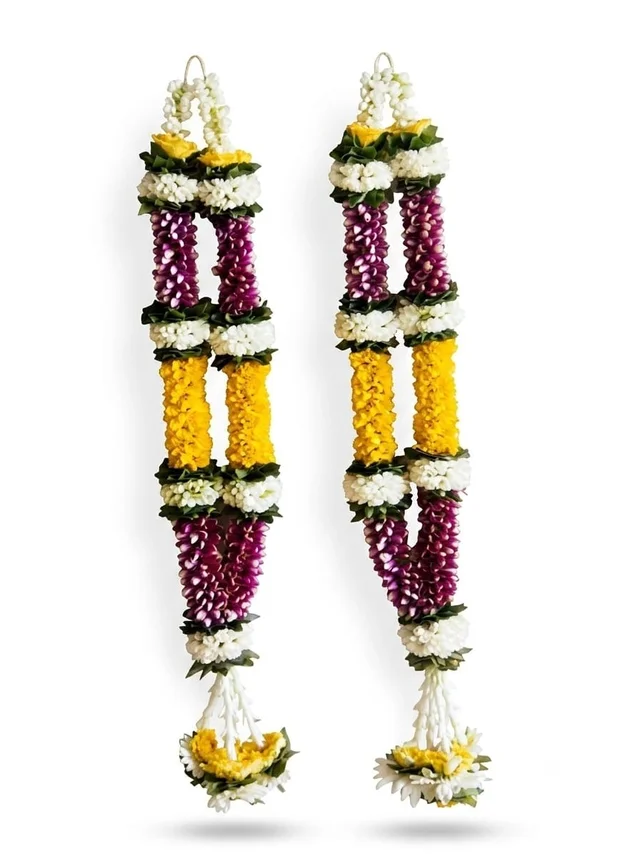 SSBPG Traditional Marigold & Rose Wedding Garland (2) - 4foot
