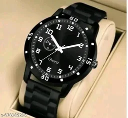 Premium Black Stylish Men's Watch | Luxury Analog Watch | Metal Strap Fashion Watch - Free Size, Black