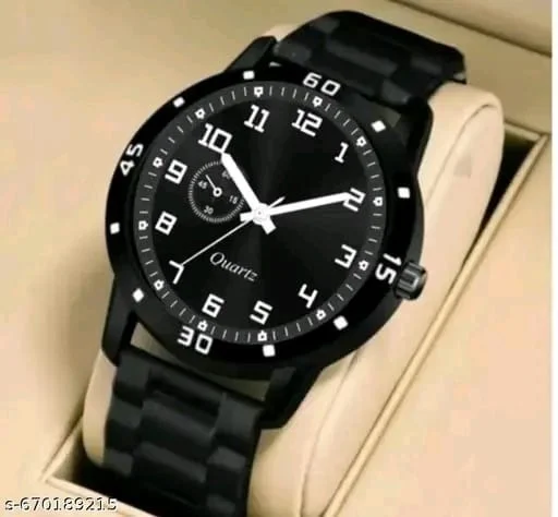 Premium Black Stylish Men's Watch | Luxury Analog Watch | Metal Strap Fashion Watch - Free Size, Black