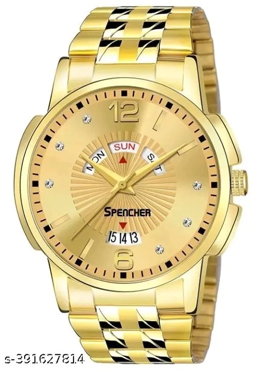Golden Premium Men's Watch | Luxury Golden Sining Design - Free Size, Golden