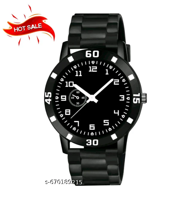 Premium Black Stylish Men's Watch | Luxury Analog Watch | Metal Strap Fashion Watch - Free Size, Black