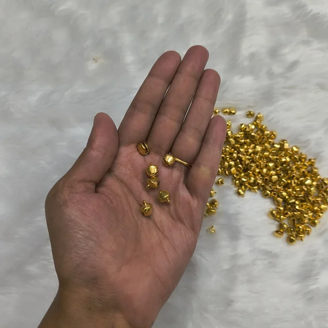 100 Grms Mini Golden Ghungaroo Beads – Traditional Craft Bells