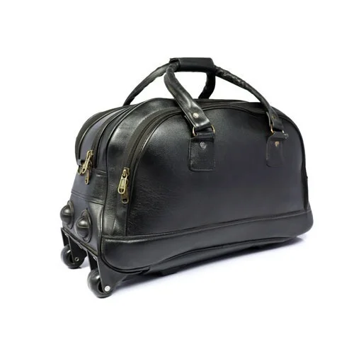 Premium Genuine Leather 2 Wheeler Trolley Travel Bag 