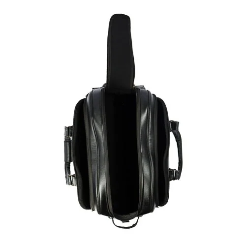 Premium Genuine Leather 2 Wheeler Trolley Travel Bag - 22 Inches, Black