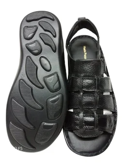 Geninune Leather Mens Comfort Sandals - 6, Black