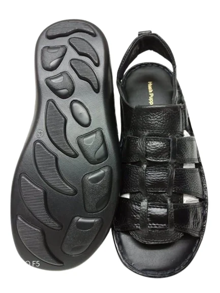 Geninune Leather Mens Comfort Sandals - 6, Black