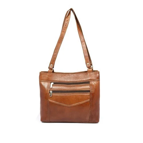 Leather Full Grain Natural Leather Top Handle Tote Handbags & Shoulder Bags - Regular Sizes, Yellow Orange